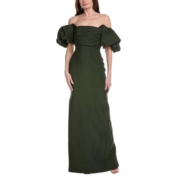Lela Rose WomensThelma Silk-Blend Gown, Green Lela Rose WomensThelma Silk-Blend Gown, Green